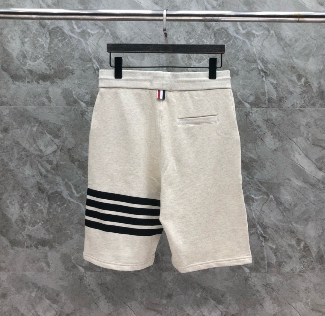 Thom Browne Men Yarn-Dyed Pique Sweat Shorts Signature 4 Bar Stripe