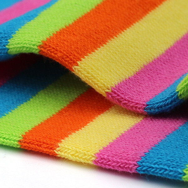 5 Pairs Women Five Finger Toe Socks Crew Sport Colors Causal Rainbow Striped 5-9