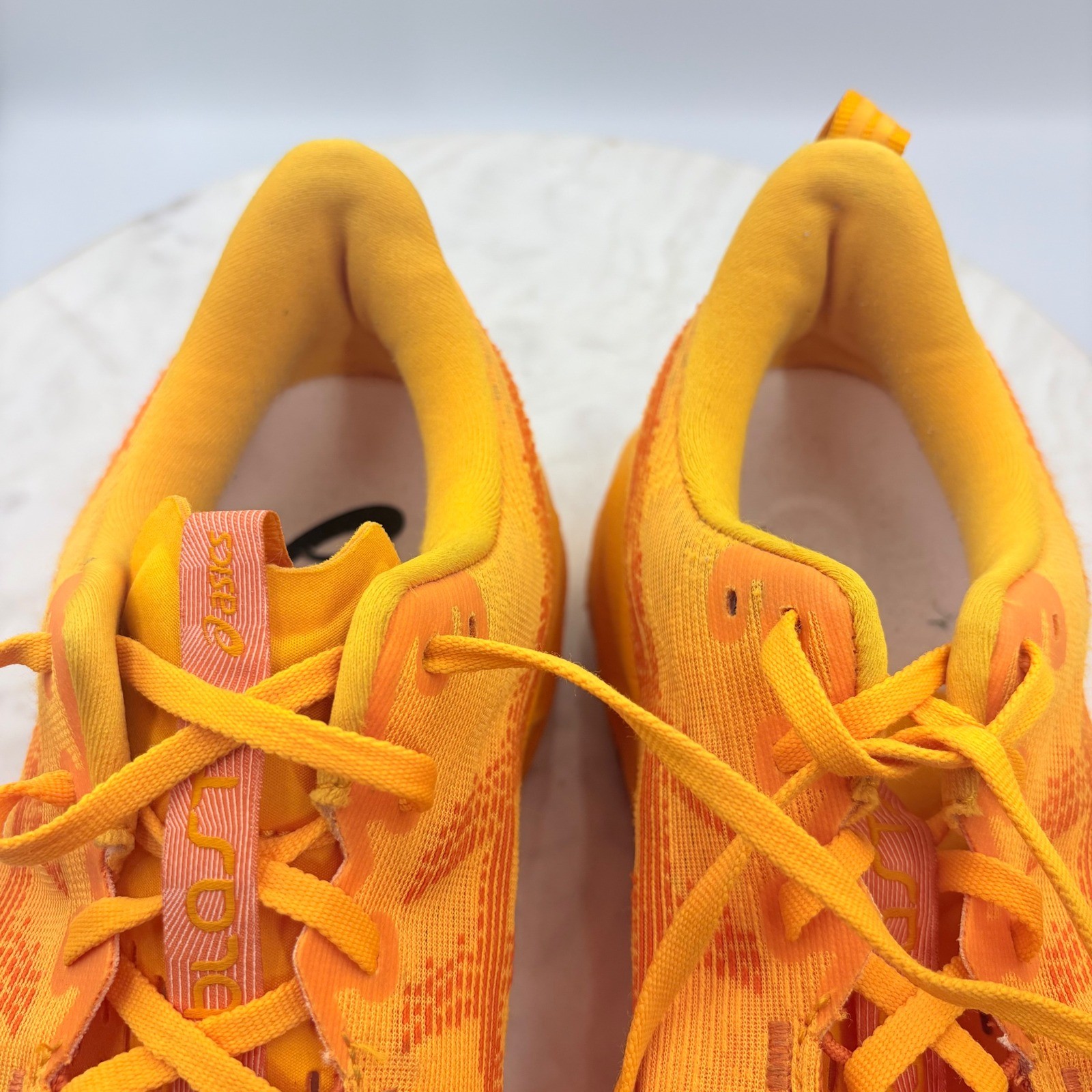 ASICS Novablast 5 Running Shoes Mens 11 Orange Athletic Support Bright Neon