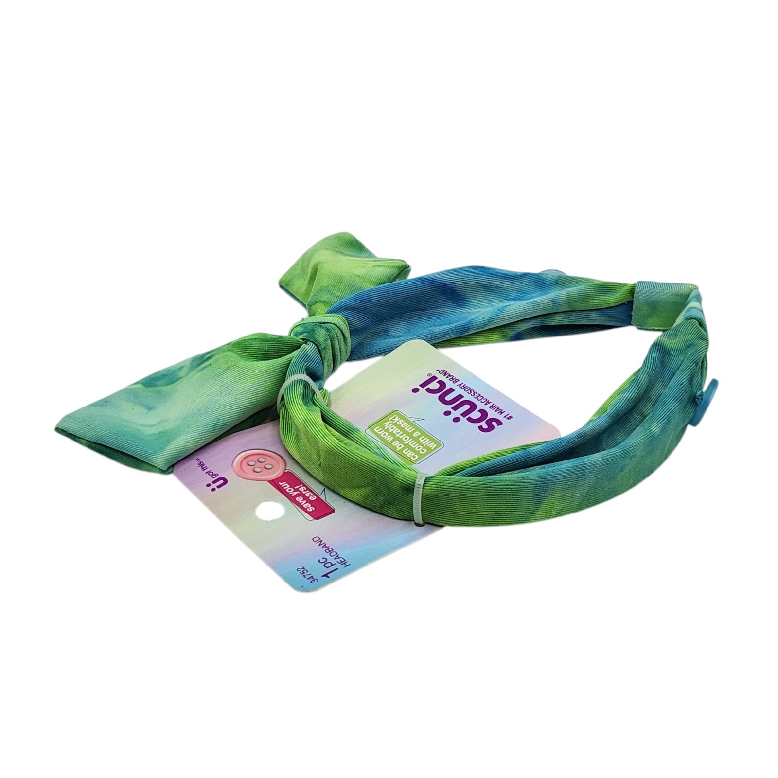 Scunci U Got This Headband with Buttons for Mask 3 Pcs Multicolor Tie Dye Set