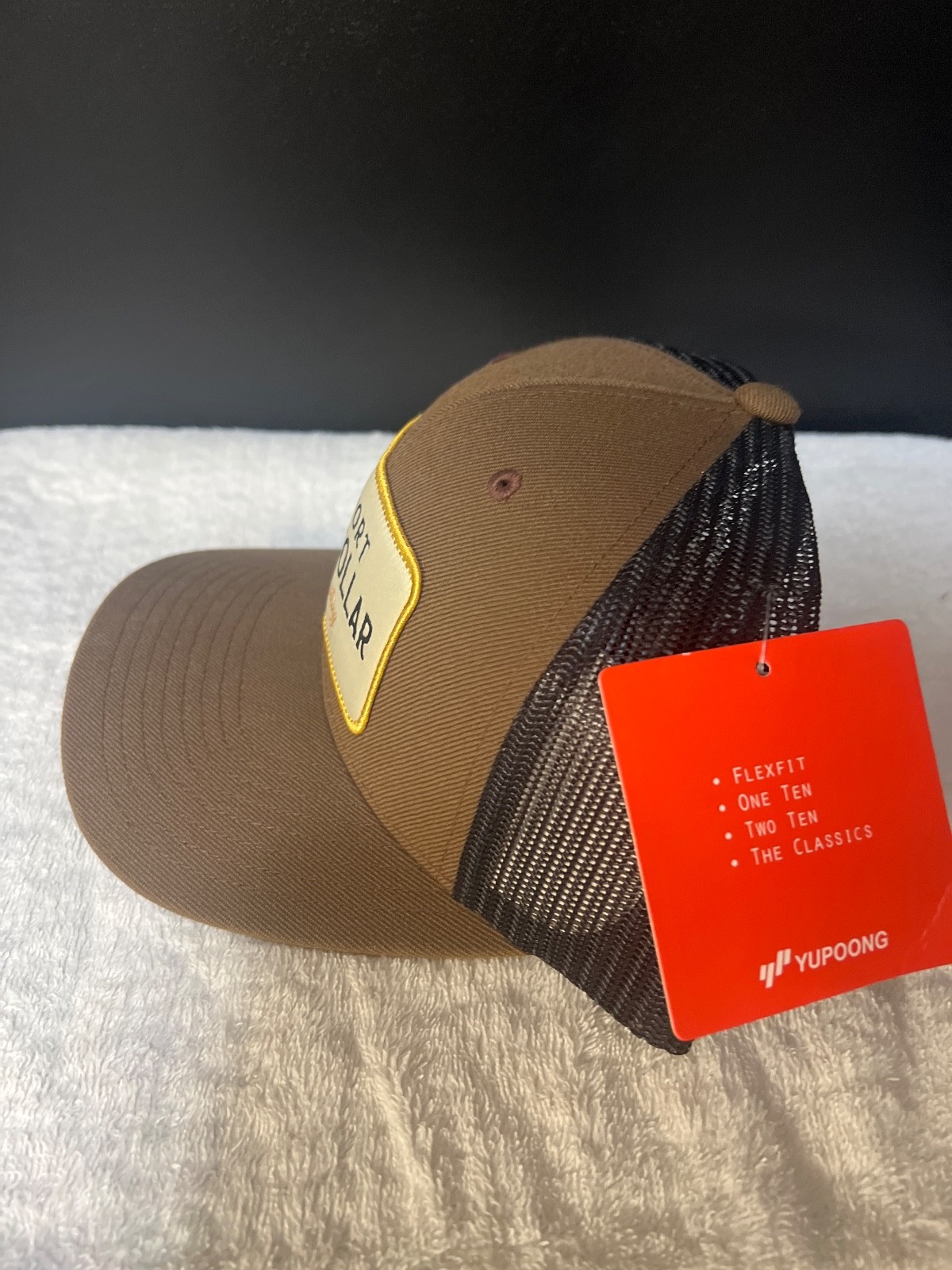 Troll Co. Clothing Snapback Trucker Hat Cap Support Blue Collar -Tan