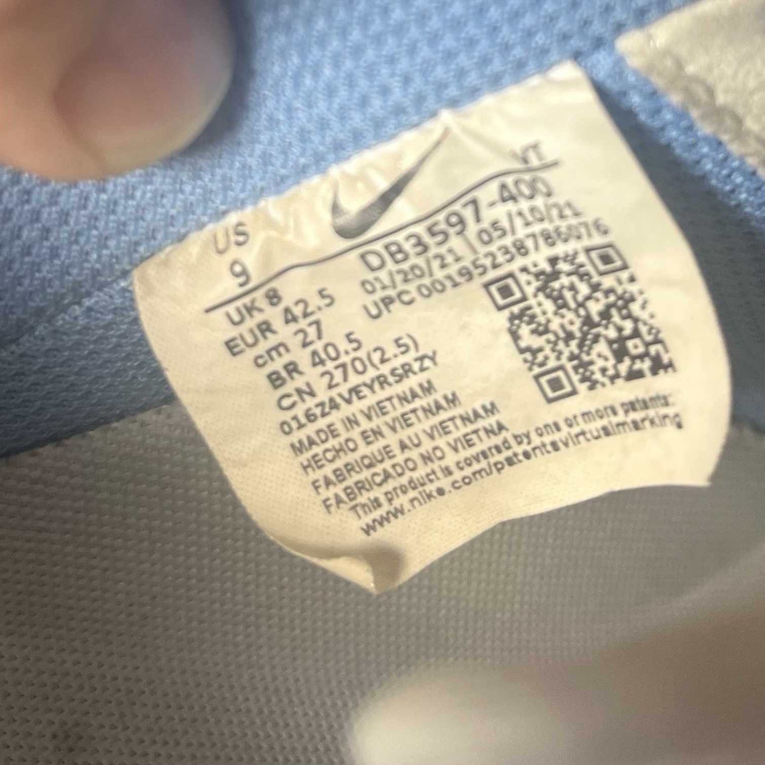 Size 9 – Nike Air Force 1 ’07 LV8 First Use – University Blue DB3597-400