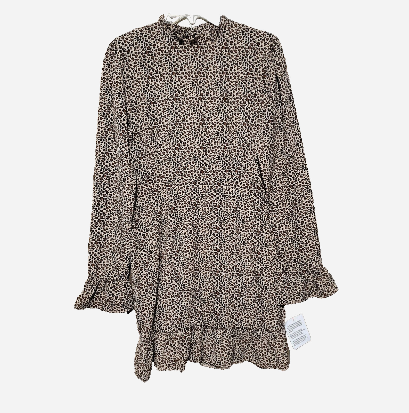 NEW Asos 10 Dress Animal Ruffle Mini Beige Black Boho Grunge Edgy Punk Indie Mod