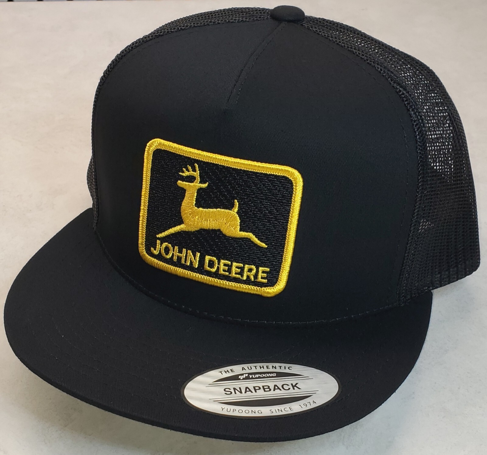 John Deere Patch Yupoong Trucker Hat / YP Classic 6006 Snapback Black/Black