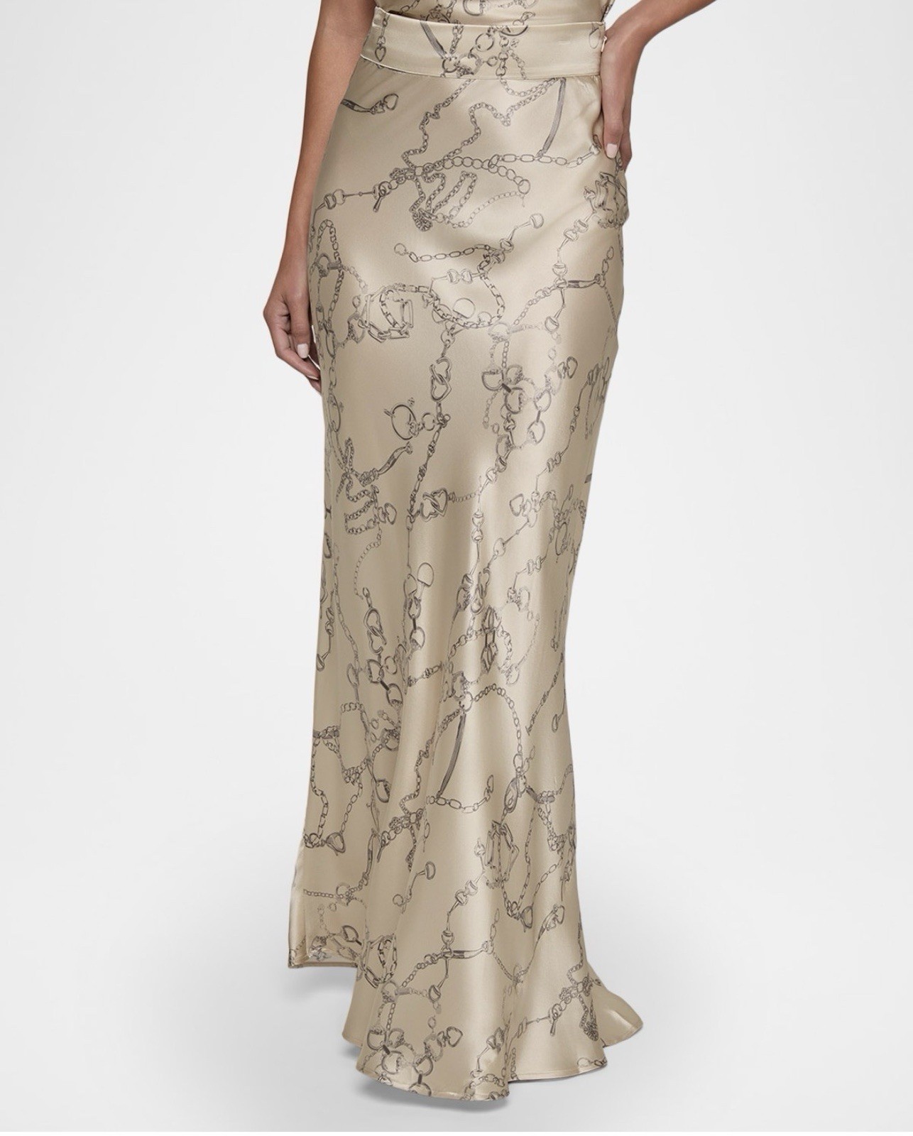 L’Agency Ryker Maxi Silk Skirt Horsebit chain Size 8