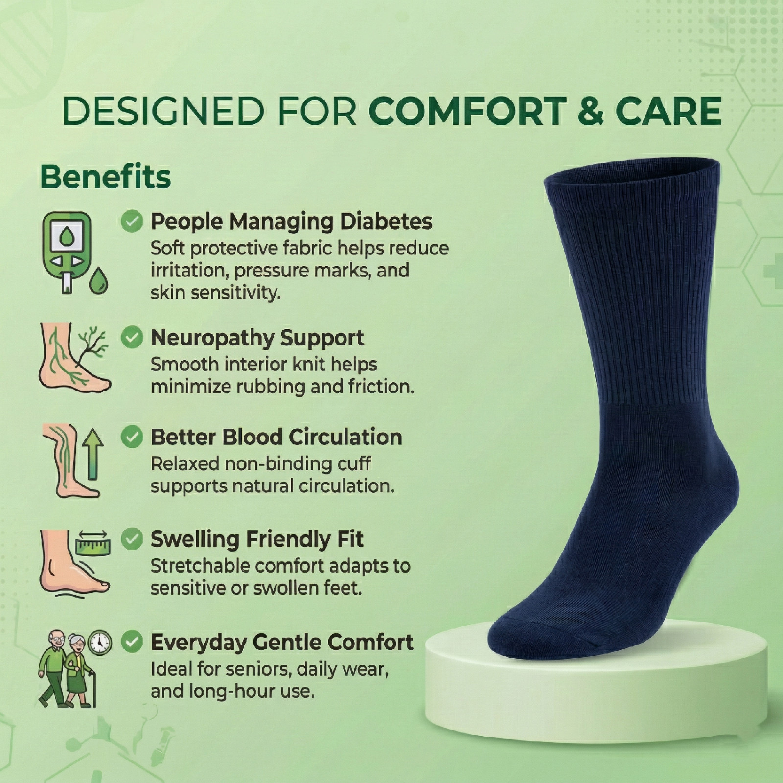 9 Pairs Diabetic Socks Quarter Ankle Mens Circulatory Health Cotton 9-11 10-13