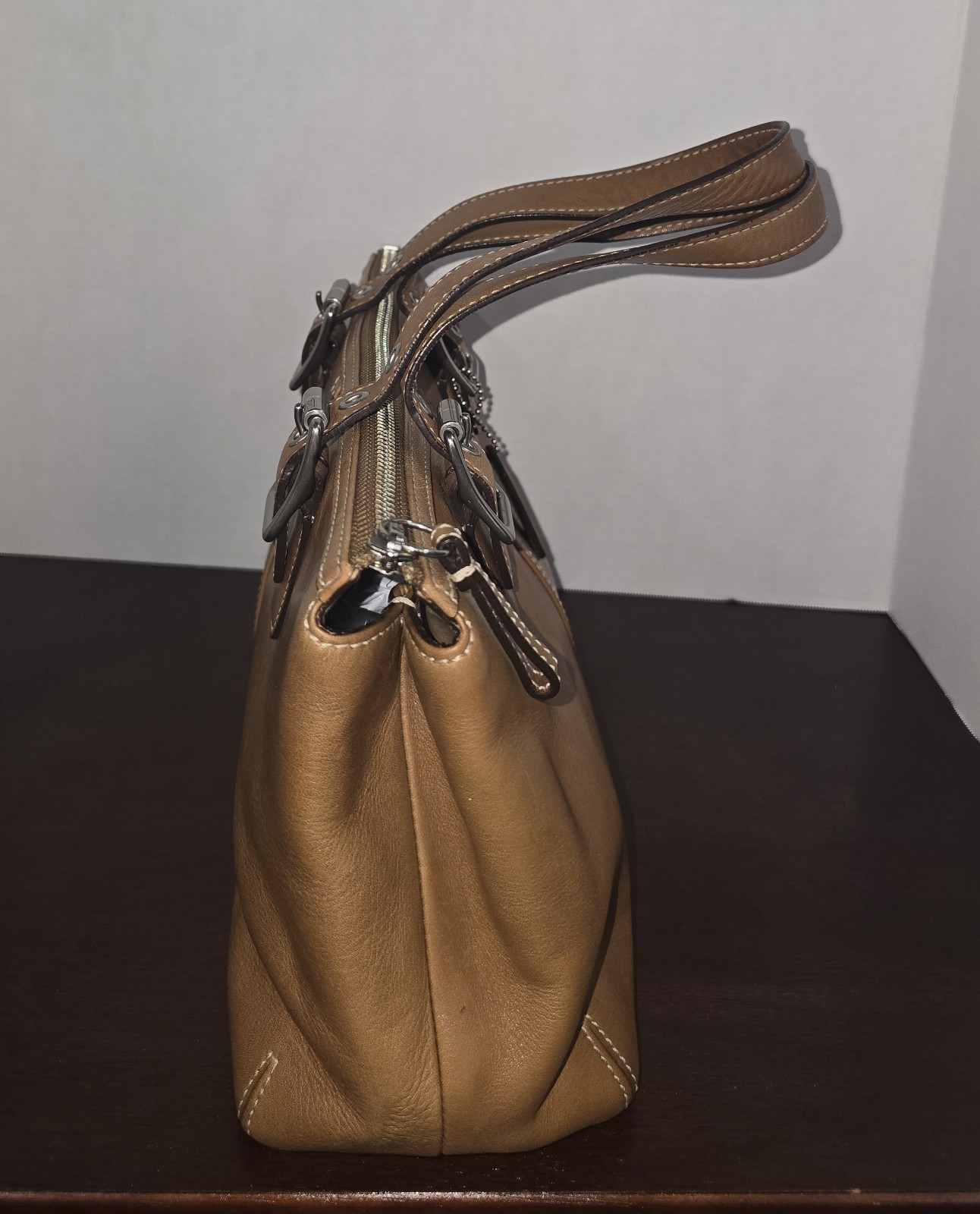 COACH Legacy Shoulder Bag Brown Leather Satchel 9545 Vtg 2003 Nickel Hardware