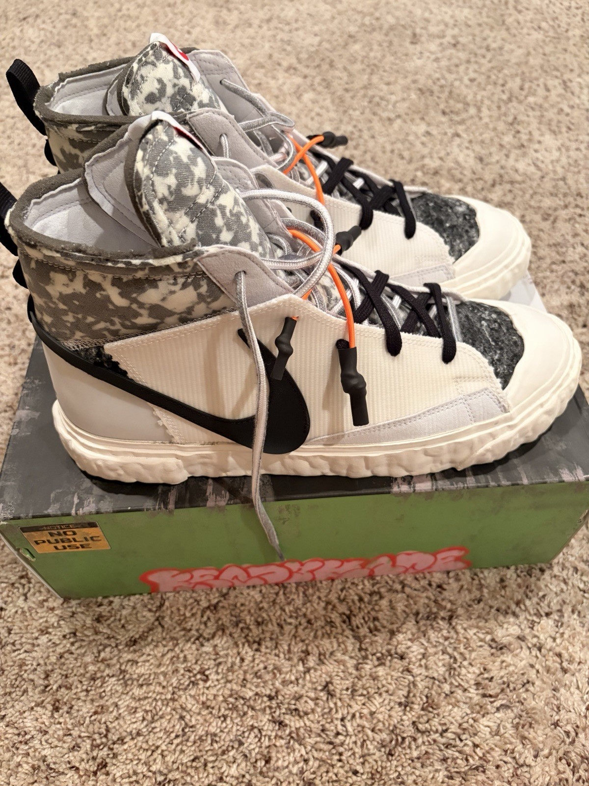 Nike READYMADE x Blazer Mid Men’s Mid Top Lace-Up Sneakers White Camo CZ3589-100