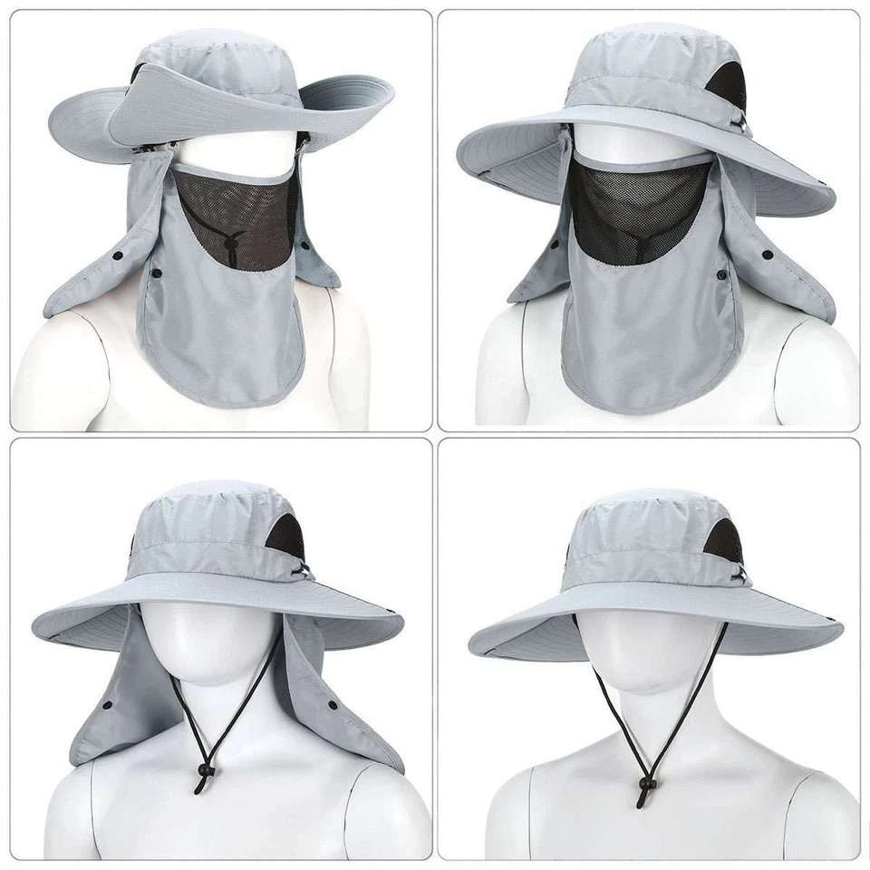 Sun Protection Hat with Face Cover & Neck Flap Unisex Hiking, Climbing, Fishing