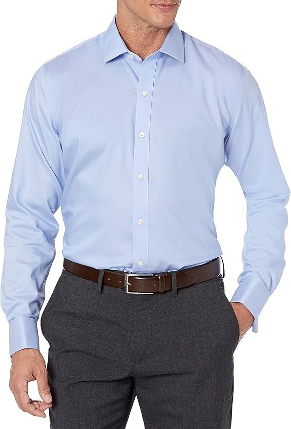 Buttoned Down Men’s Classic-Fit Non-Iron Dress Shirt, Light Blue, 16.5″ 32″
