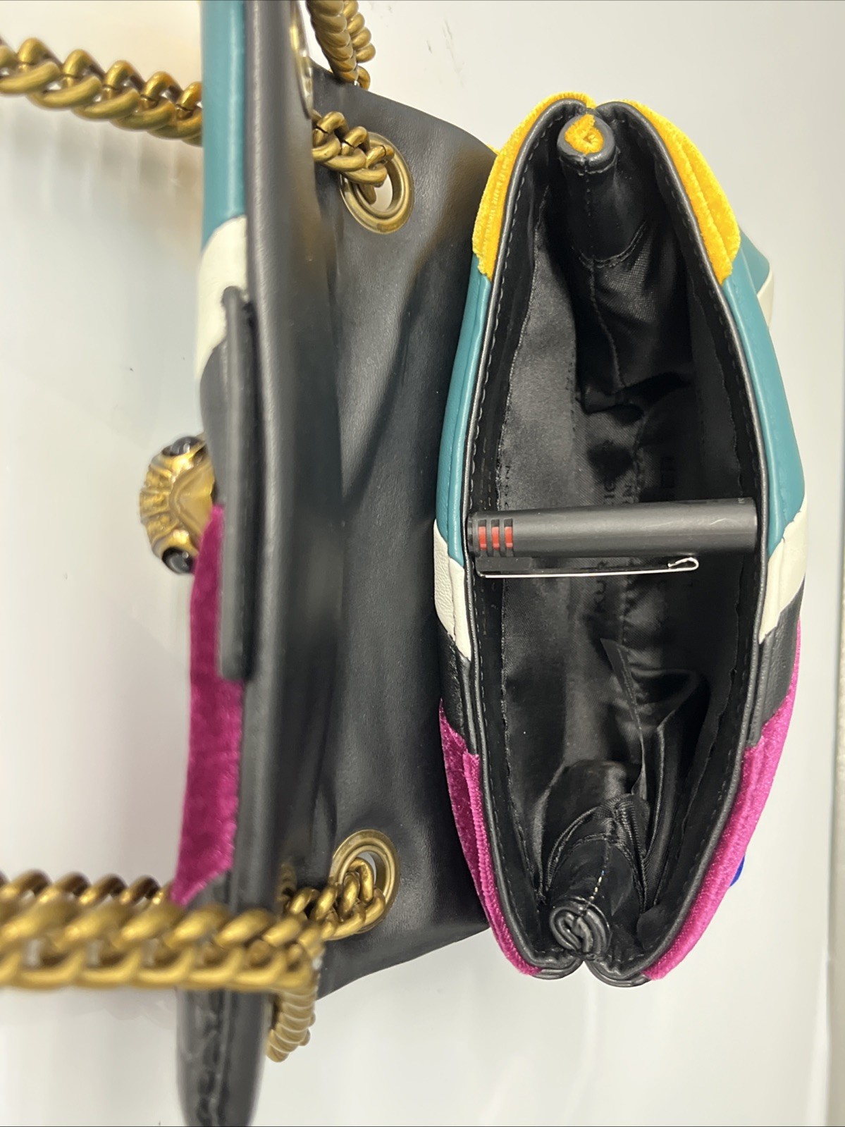 Kurt Geiger Multicolor Colorblock Shoulder Bag Gold Chain Strap
