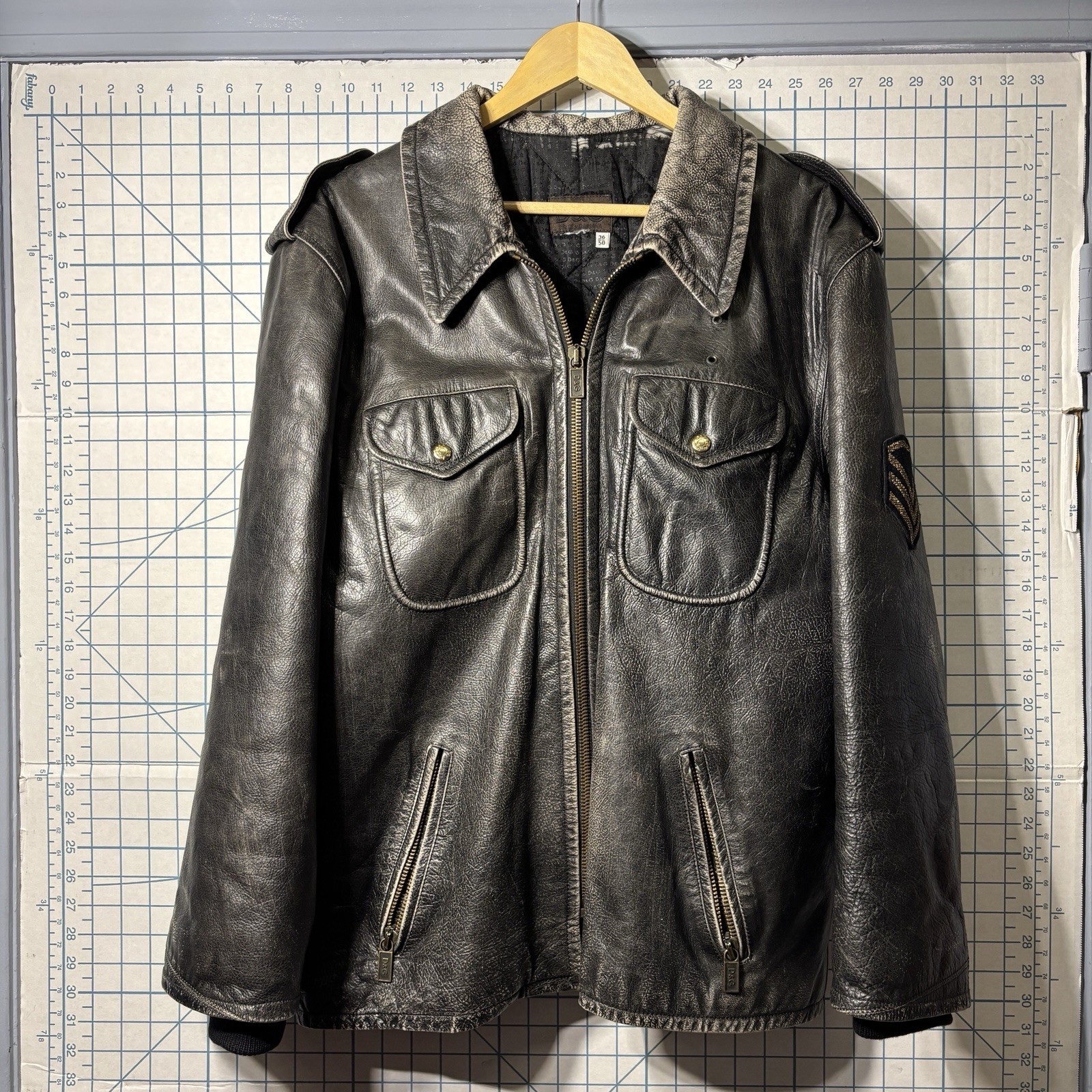 Designer DOLCE & GABBANA Men’s D&G Multi Zippers Leather Biker Jacket 50 Vtg 90s
