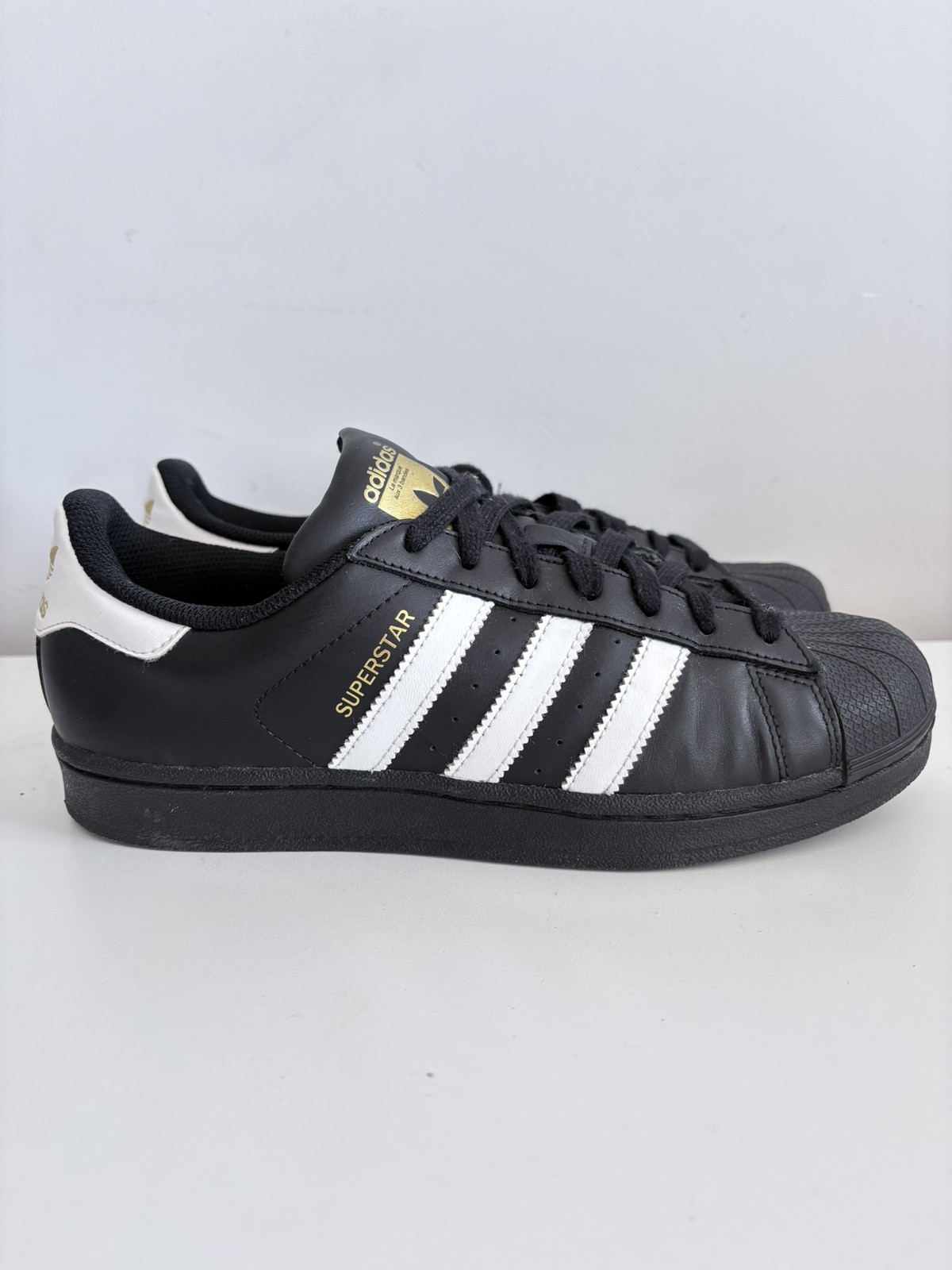 Adidas Superstar Core Black White Retro men’s leather trainers, size 41 1/3