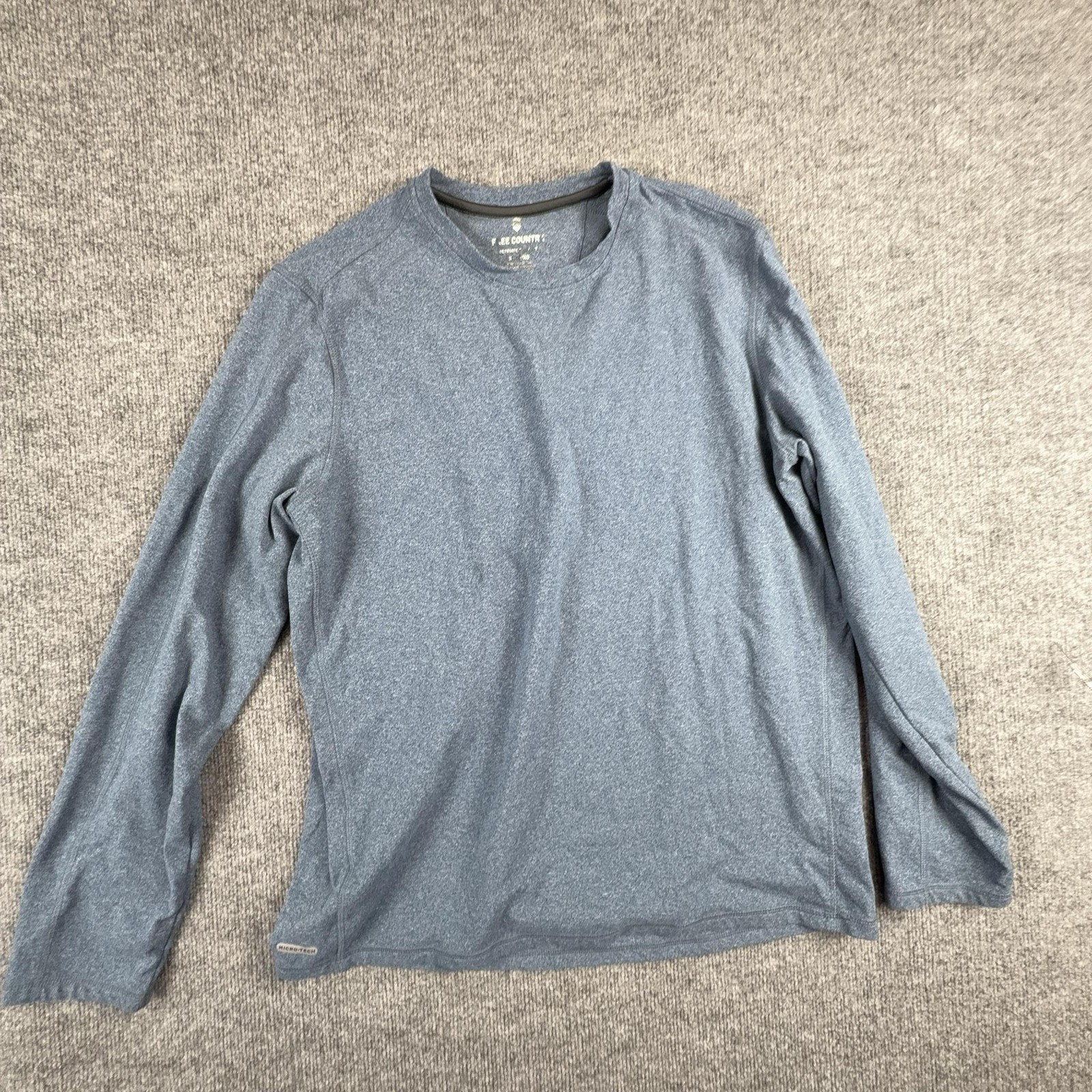 Free Country Shirt Mens XL Blue Micro-Tech Long Sleeve Athletic Tee Performance