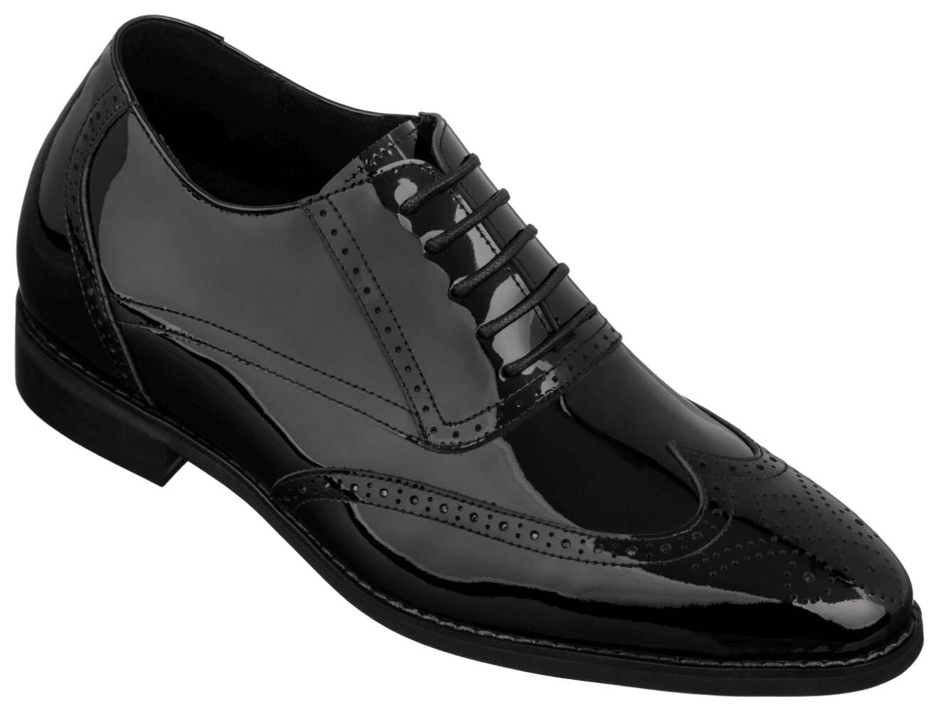 CALTO – S1015 – 3 Inches Taller (Black) – Patent Leather Dress Oxford