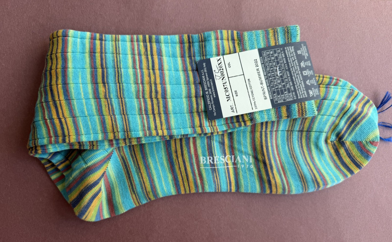 Spring/Summer 2022 Men’s Bresciani Socks NWT Cotton Multi Colored Stripe