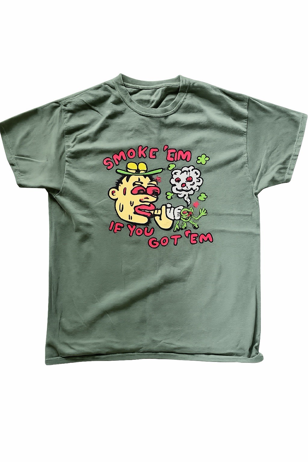 Killer Acid Men’s Graphic Print Crew Neck Short Sleeve T-Shirt L Green