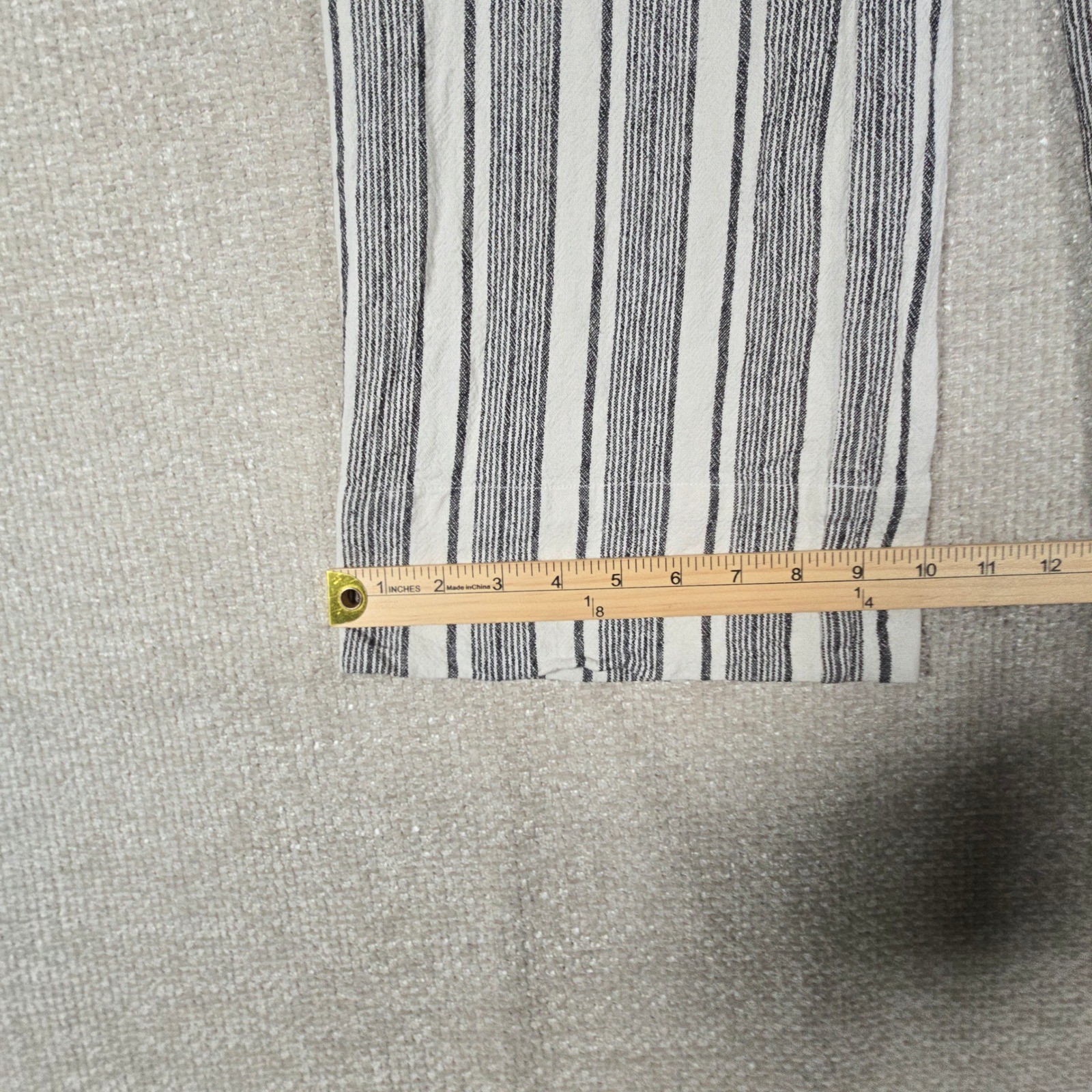 Rewind Womens Striped Linen Blend Wide Leg Paperbag Waist Pants Black White M
