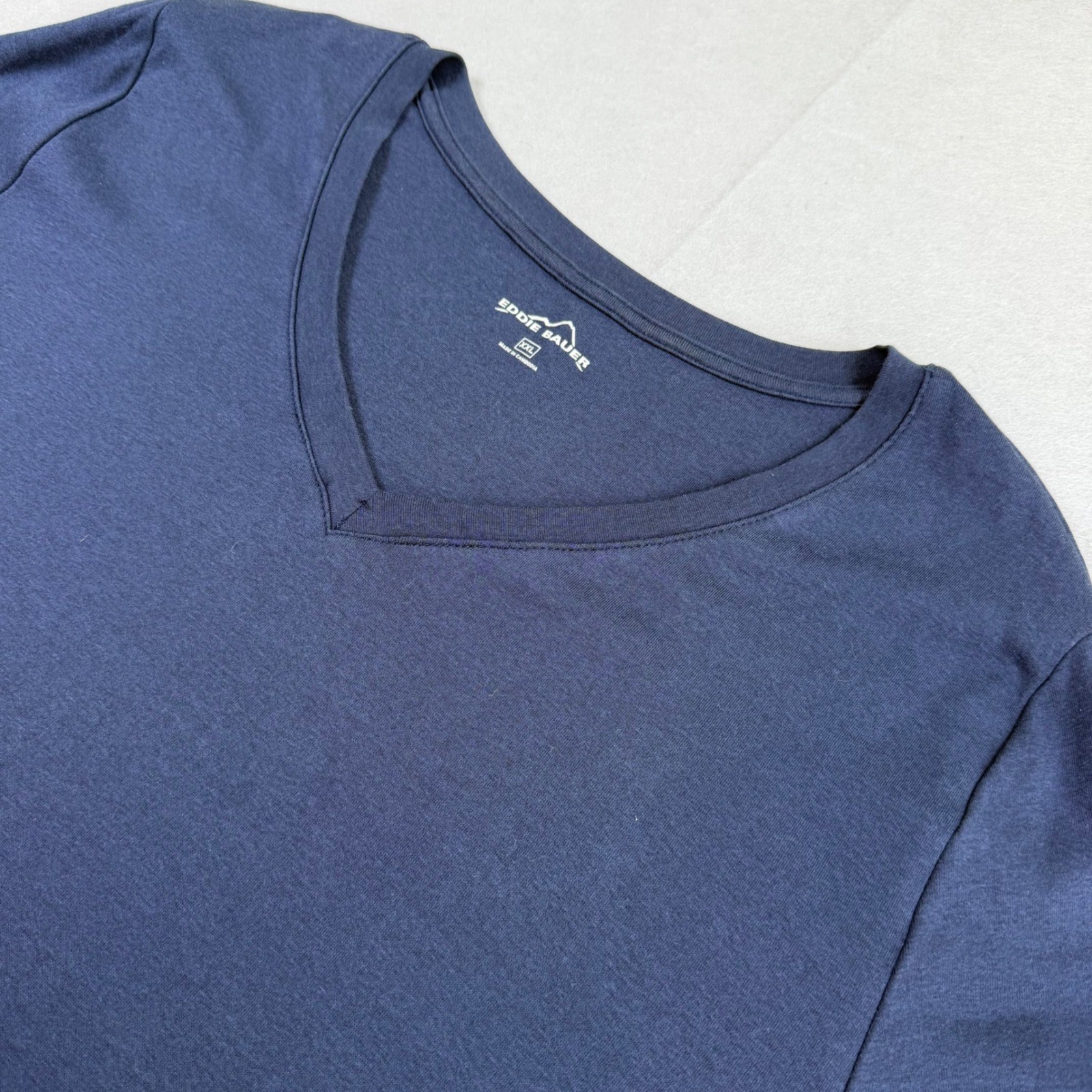 Eddie Bauer Womens XXL Navy Blue V-Neck Long Sleeve Cotton Modal T-Shirt Top