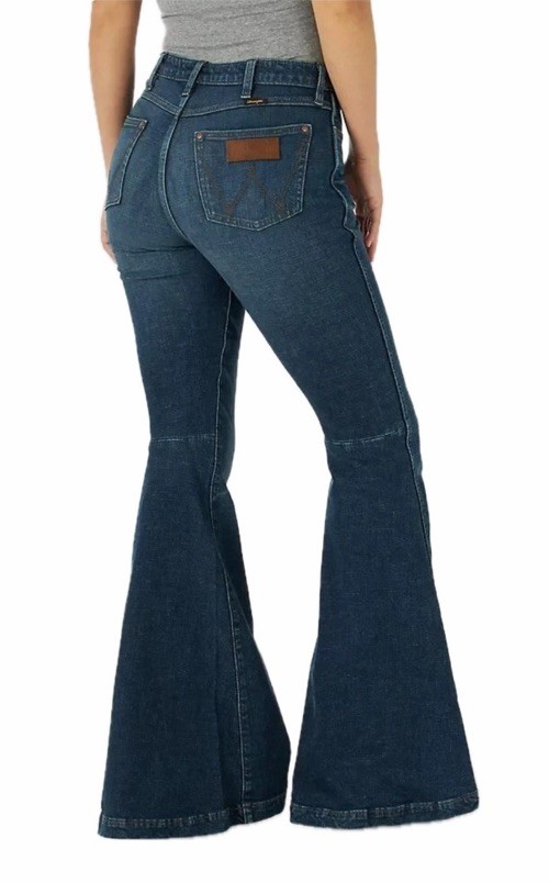 WRANGLER RETRO WOMEN 25×34 BAILEY HIGH RISE FLARE DENIM JEANS BELL BOTTOM NWT