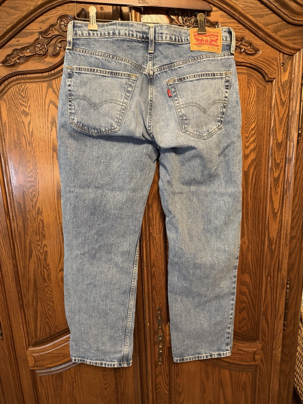 Levis 559 Jeans Mens 33×30 Relaxed Fit Straight Leg Stone Washed Blue Denim