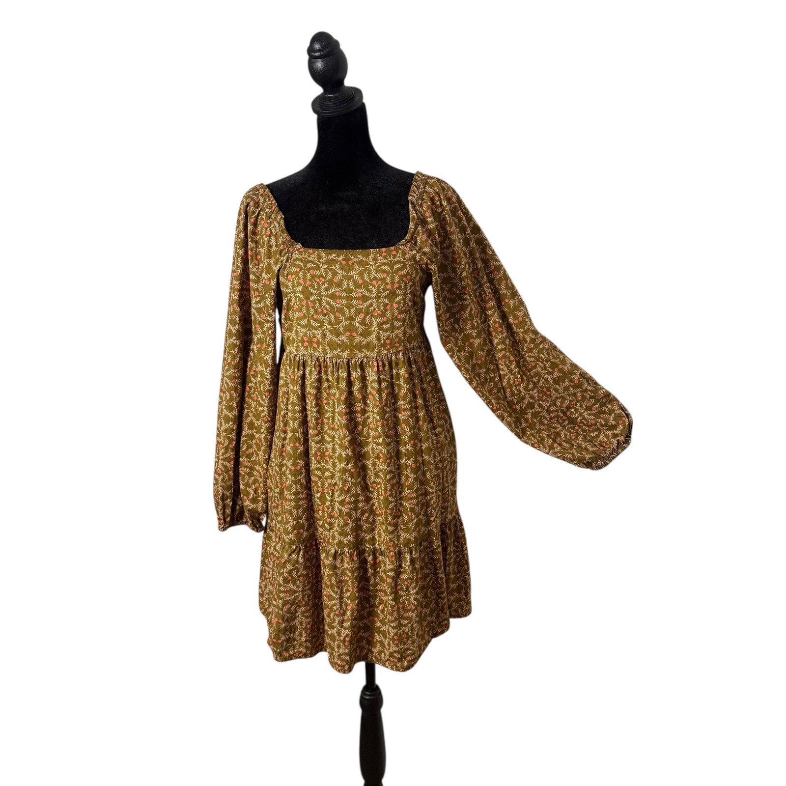 Universal Thread Tiered Mini Dress Smocked Square Neck Size XS Cottage Prairie