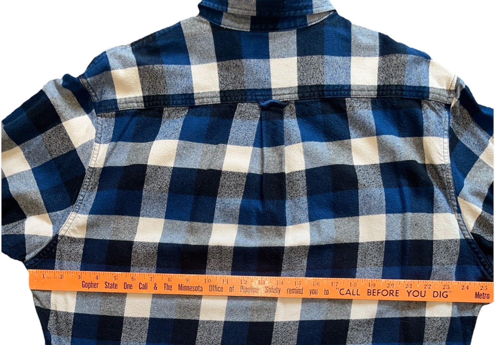 Mens Heavyweight Buffalo Plaid Flannel Shirt L Blue Button Front Lumberjack