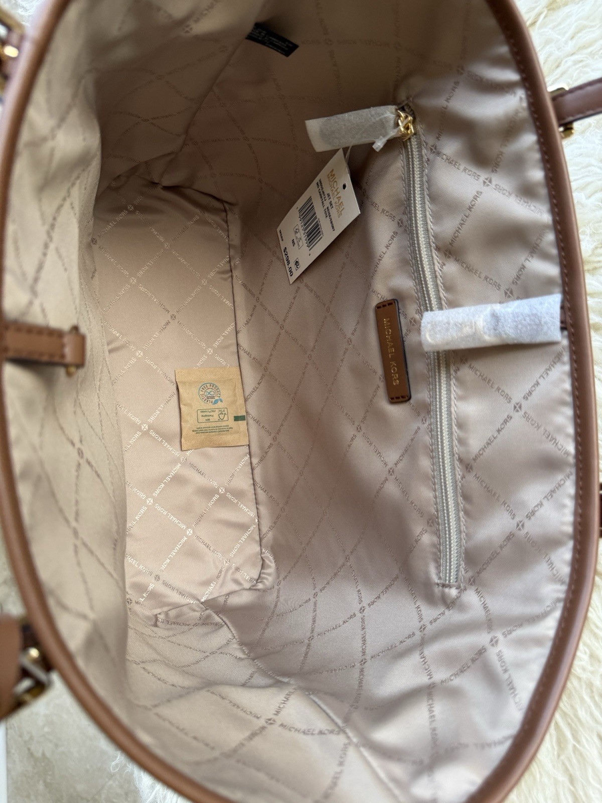 Michael Kors Jet Set Medium Carryall Tote Beige Ebony MK Logo NWT MSRP $298