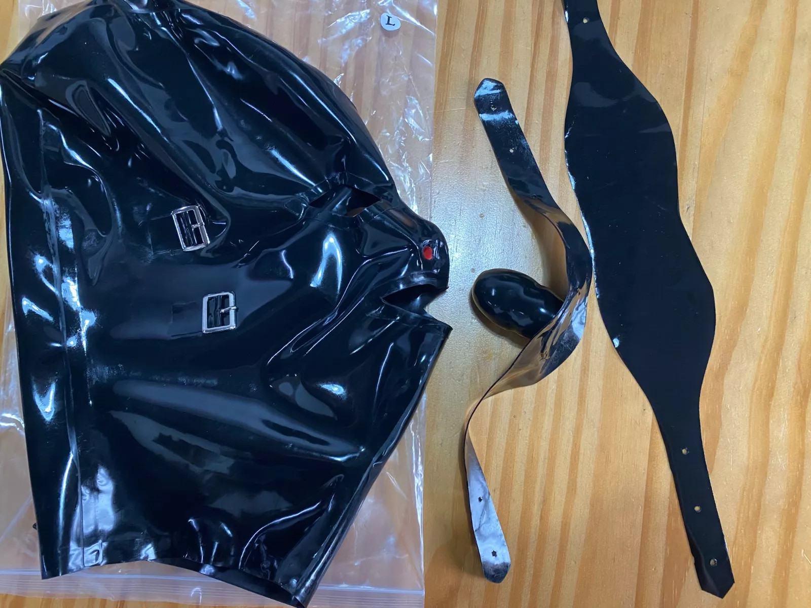 Latex Rubber Hood with Removable Eyes&Mouth Mask&Back Zipper Fetish Club Wear US