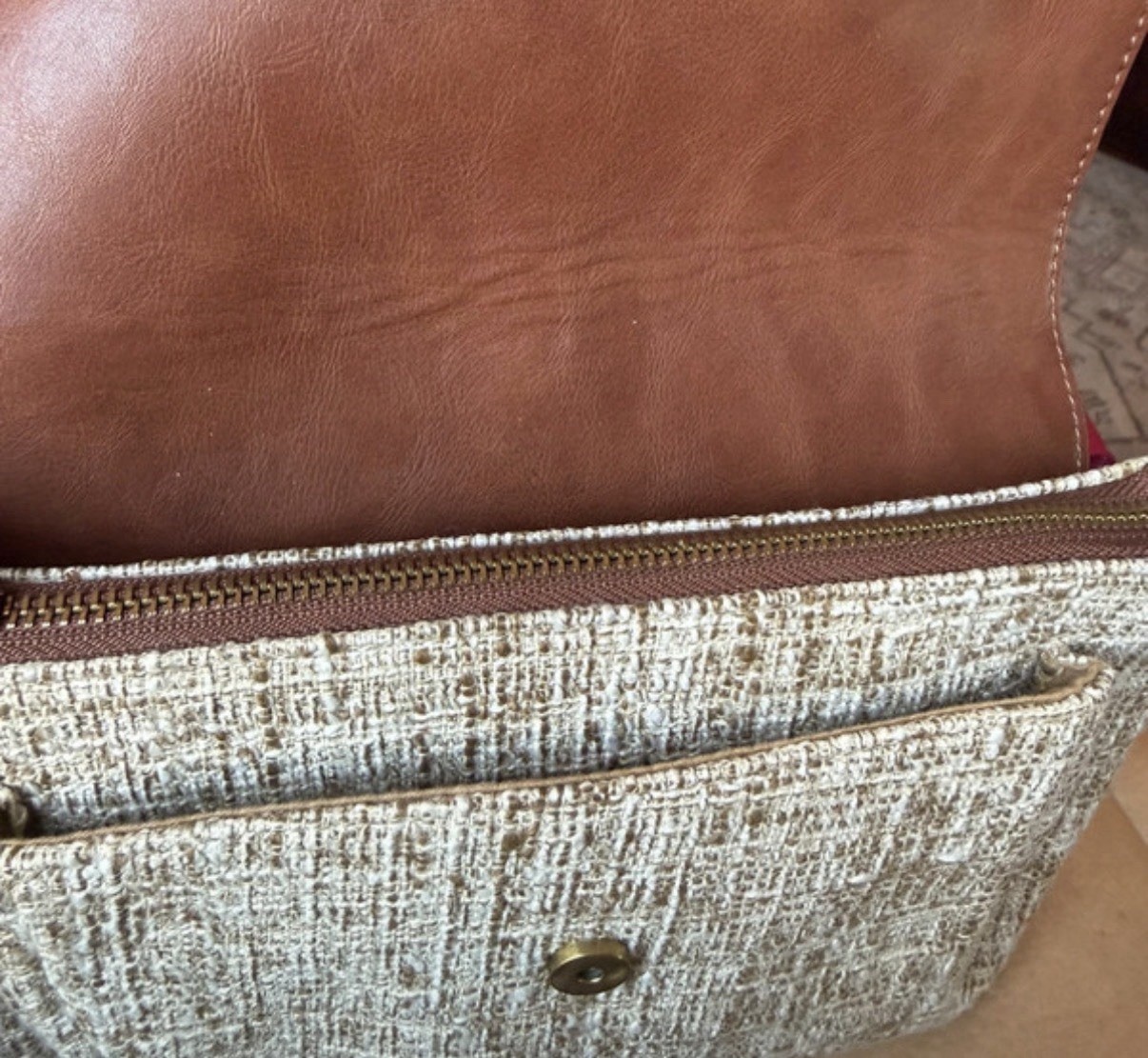Ecosusi Women’s Shoulder Bag, tweed and Vegan Leather