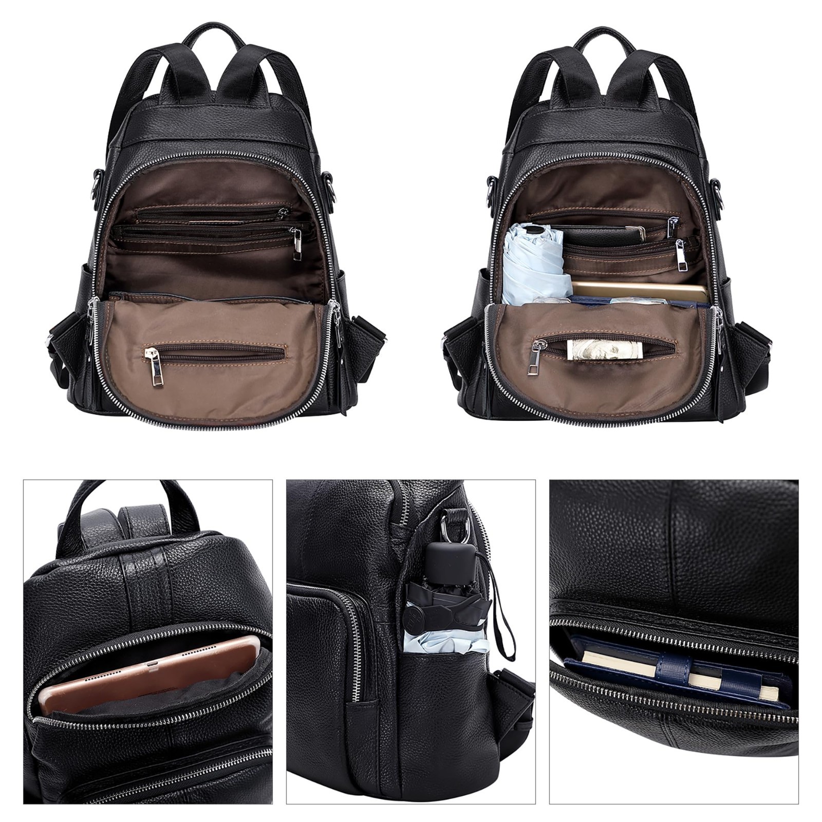 Stylish Soft Leather Anti-Theft Backpack for Women | Versatile 3-in-1 Bag, Fits