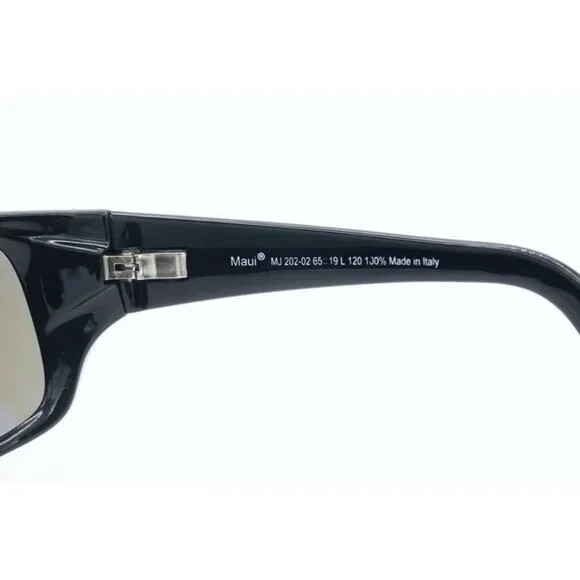 Maui Jim Peahi MJ 202-02 Square Black Sunglasses Blue Polarized (C)