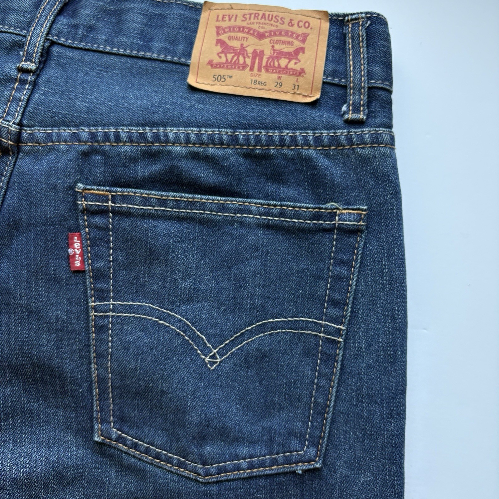 Levi’s 505 Men’s Straight Regular Fit Dark Wash Denim Jeans 29×31 18REG