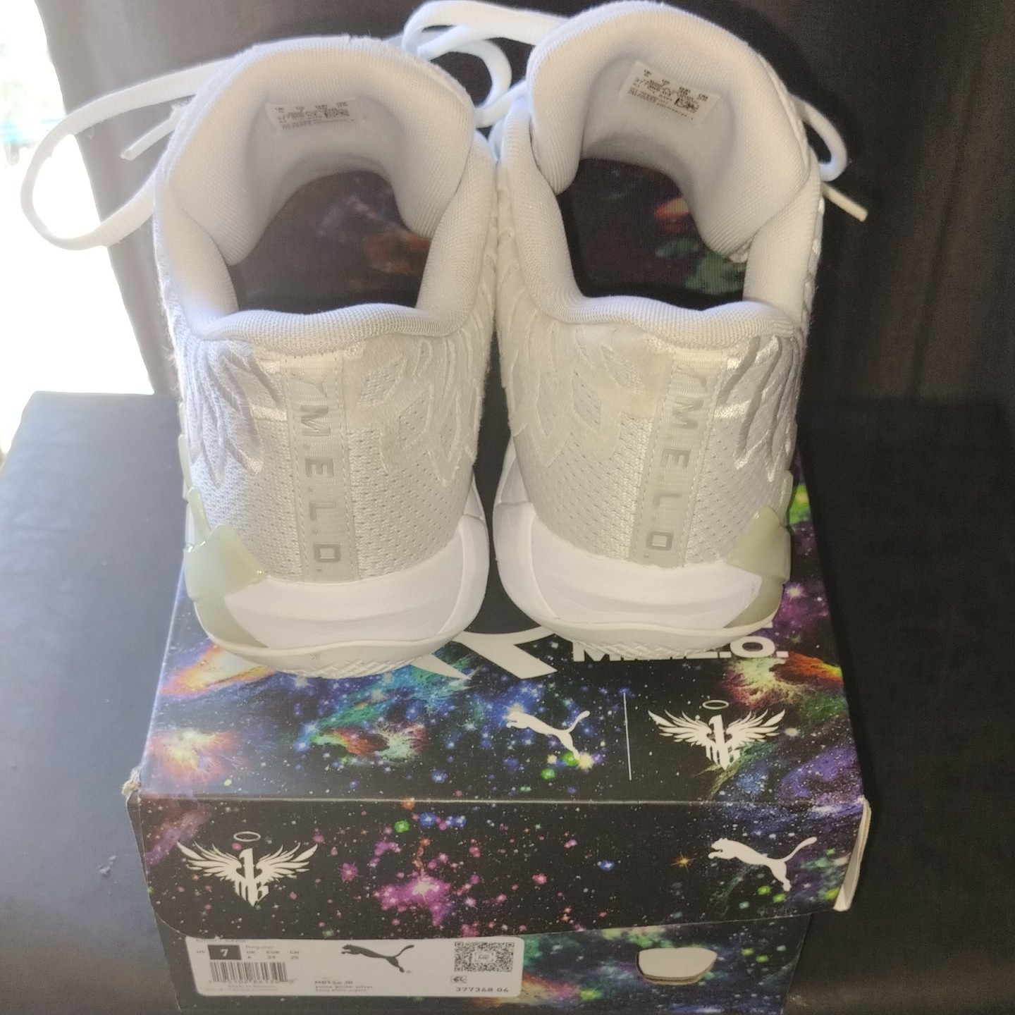 PUMA MB.01 LaMelo Ball Mid Top Lace Up Sneakers White/Silver 377368-04