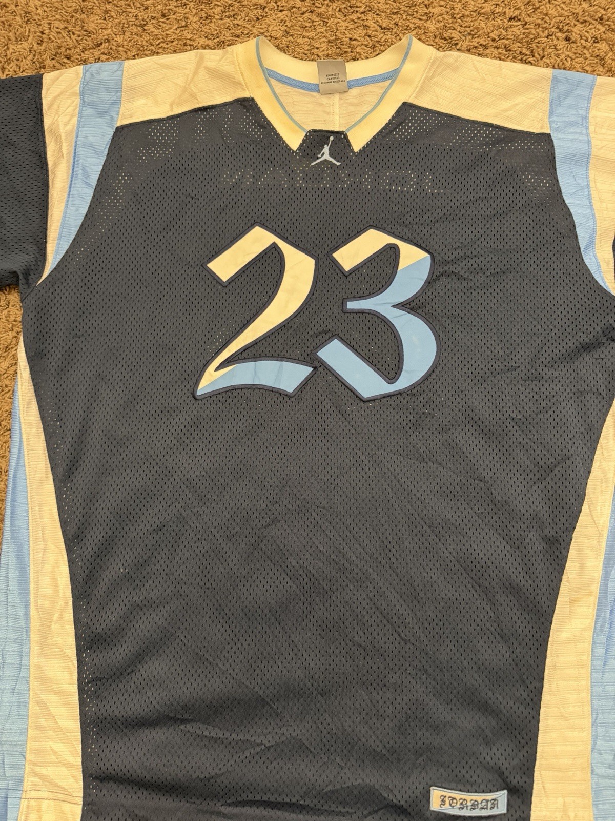 Y2K Nike Air Jordan Basketball Jersey UNC Blue Silky Dazzle Mens Size XL