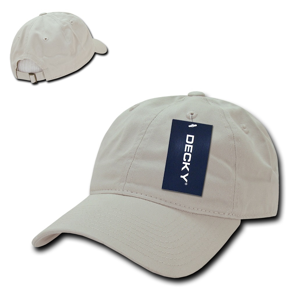Stone Khaki Plain Solid Washed Cotton Polo Style Baseball Low Crown Ball Cap Hat