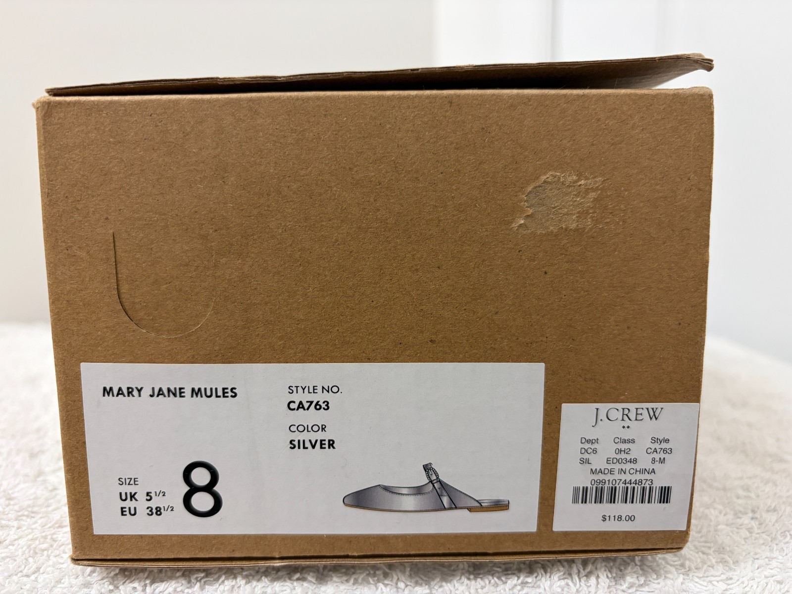 JCREW Mary Jane Mules -EXCELLENT COND!- Women Sz 8 Silver with Rhinestone Buckle