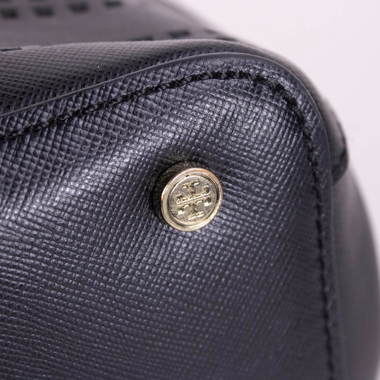 Tory Burch Robinson Perforated Leather Double Zip Tote Black