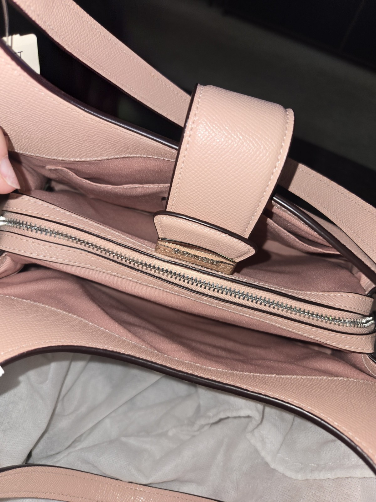 Coach Avary Crossgrain Leather Shoulder Bag In Primrose w/ Silver Hardware EUC
