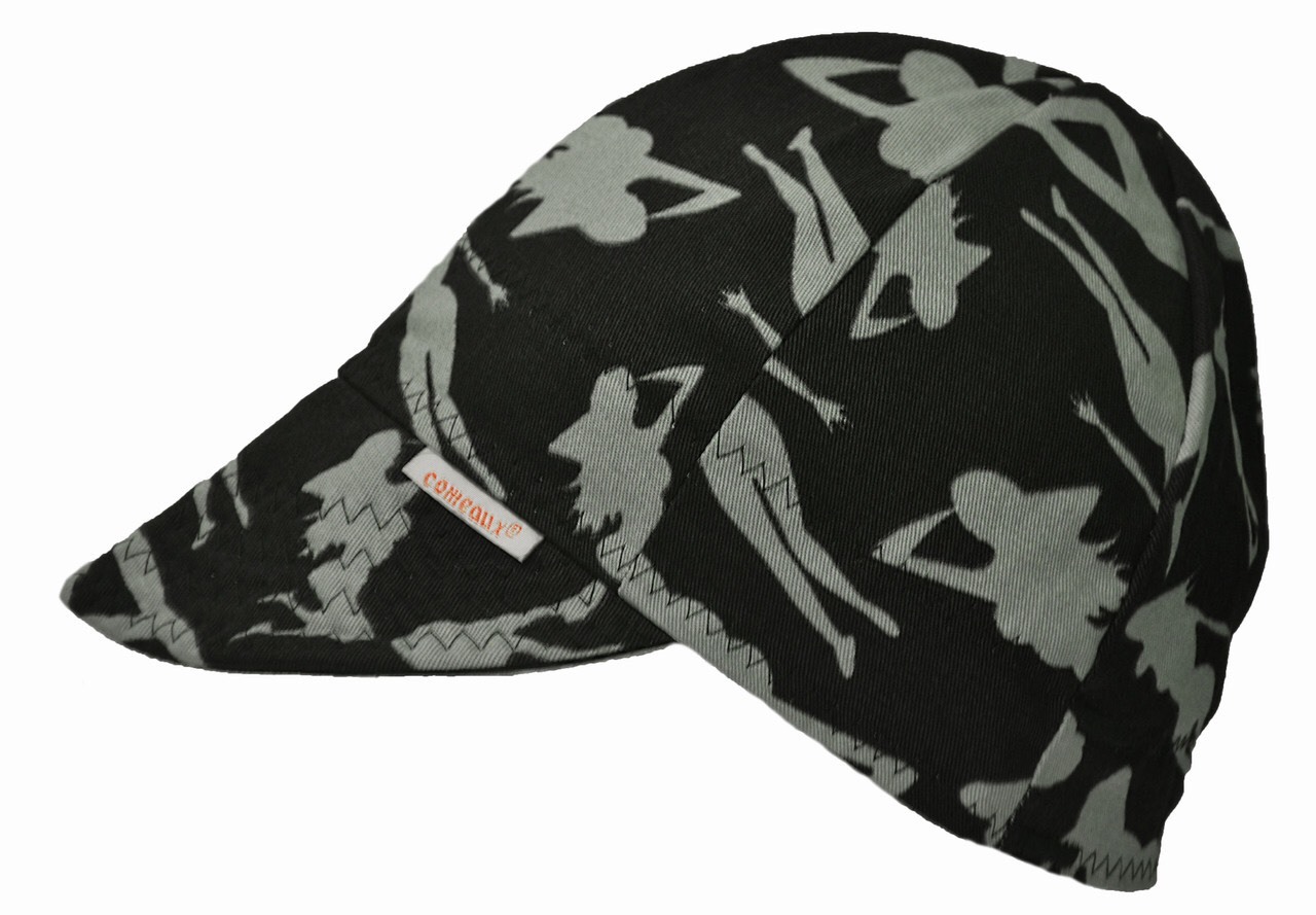 Comeaux Caps Welder Welding Hat Black mud flap SILHOUETTE Black SIZE 7