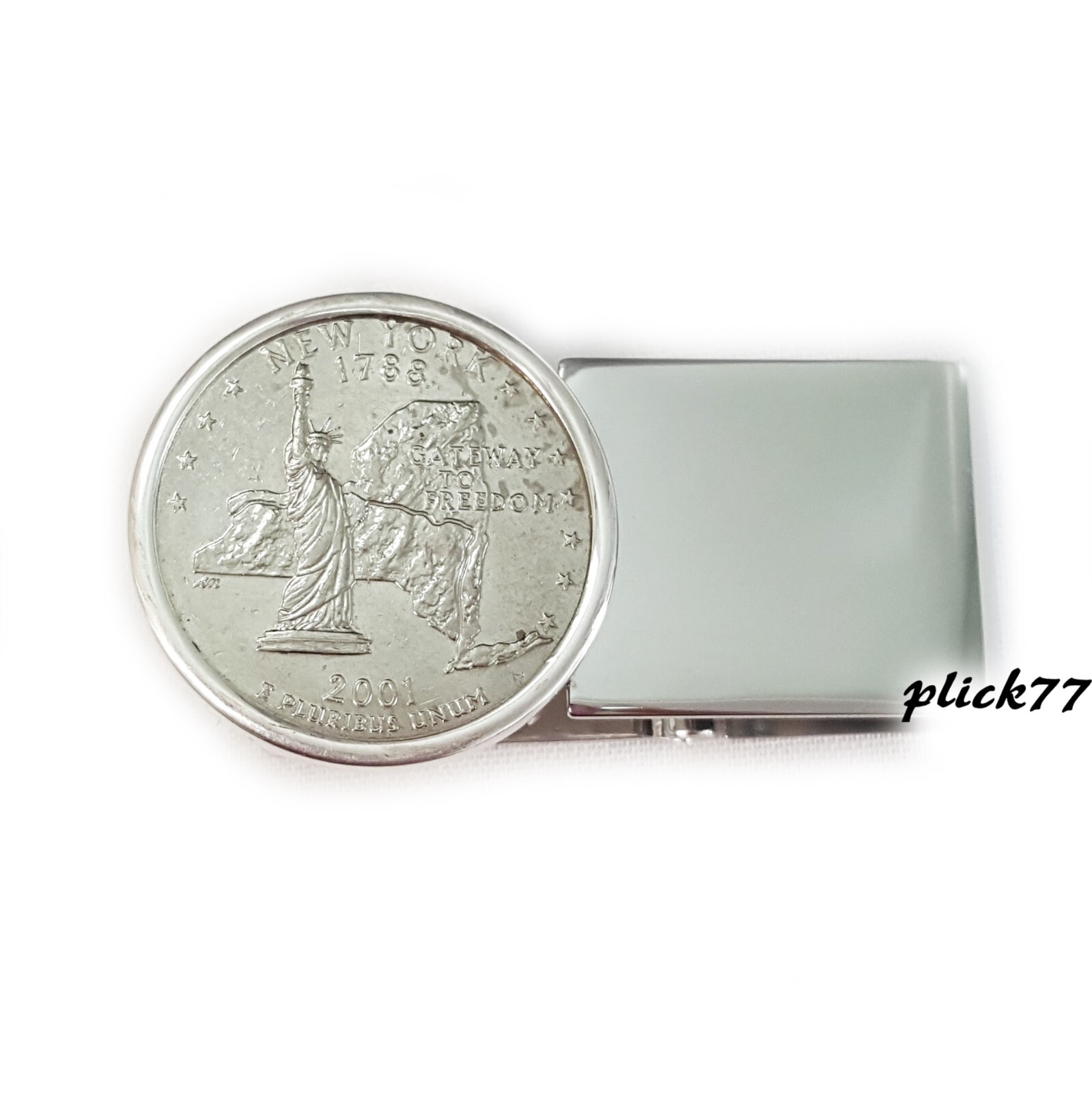 US Quarter Hinged Back Money Clip Sterling Silver Rhodium