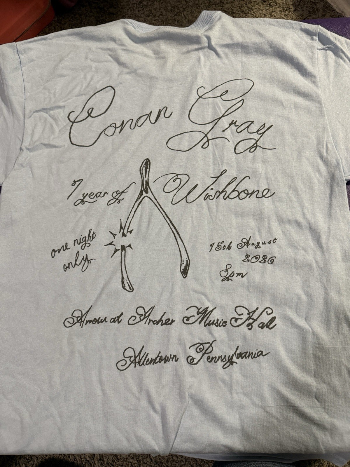 Conan Gray T-Shirt Medium 1 Year Wishbone Birthday Allentown In Hand 8-15-2026