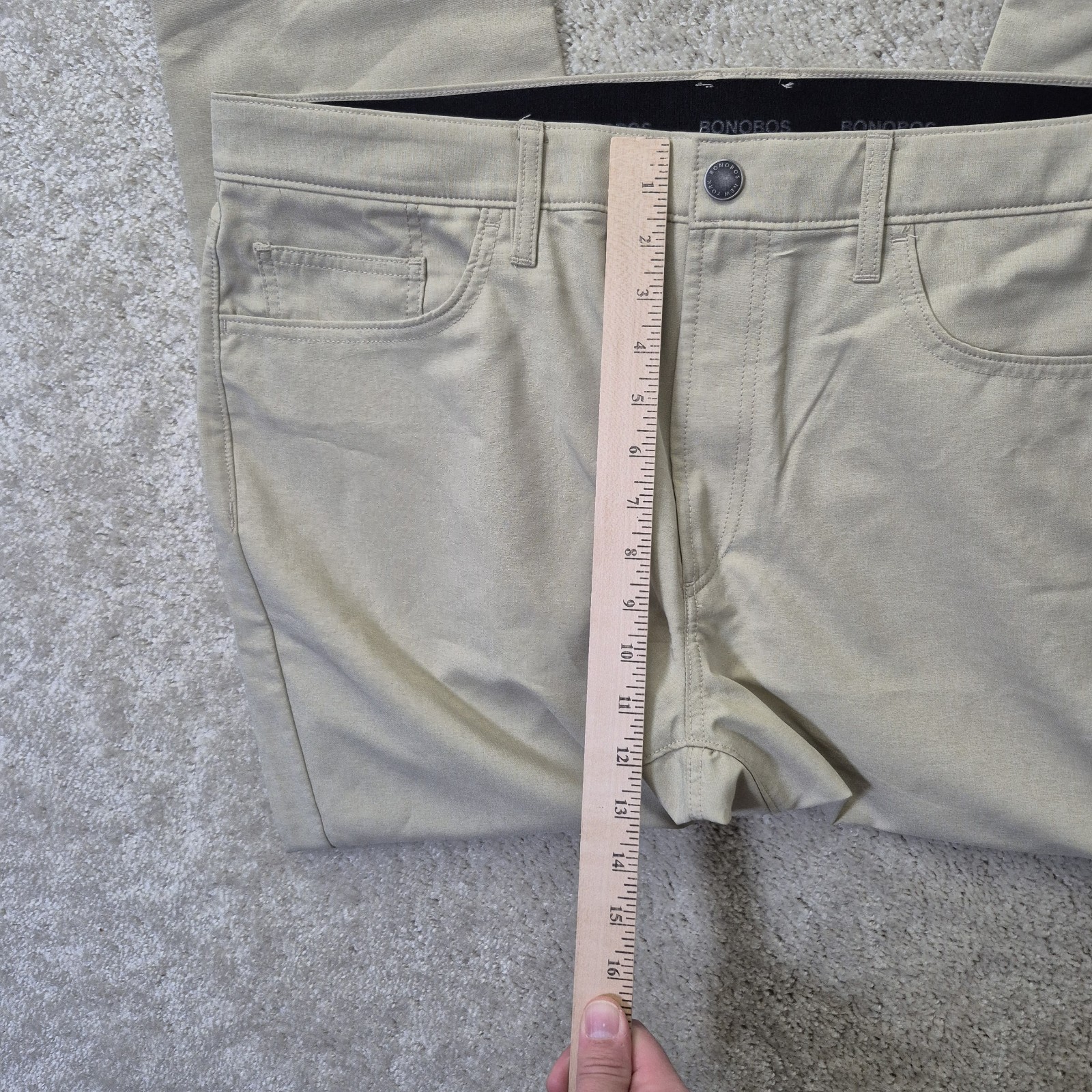 Bonobos Golf Pants Mens 38/32 Slim Tapered Beige Performance Stretch Chino