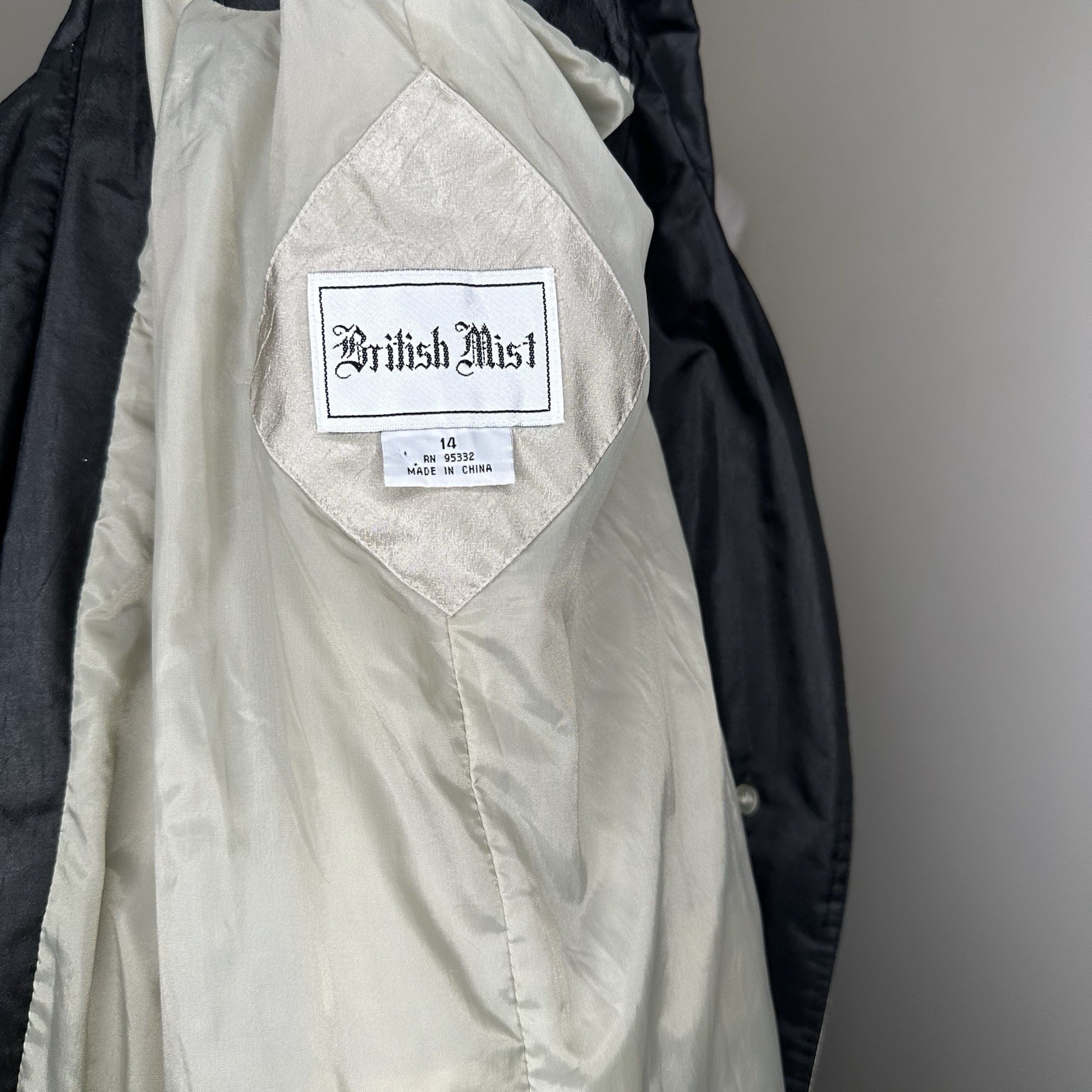 Womens Trench Coat 14 XL Beige Tan 47″ Overcoat Rain Jacket British Mist