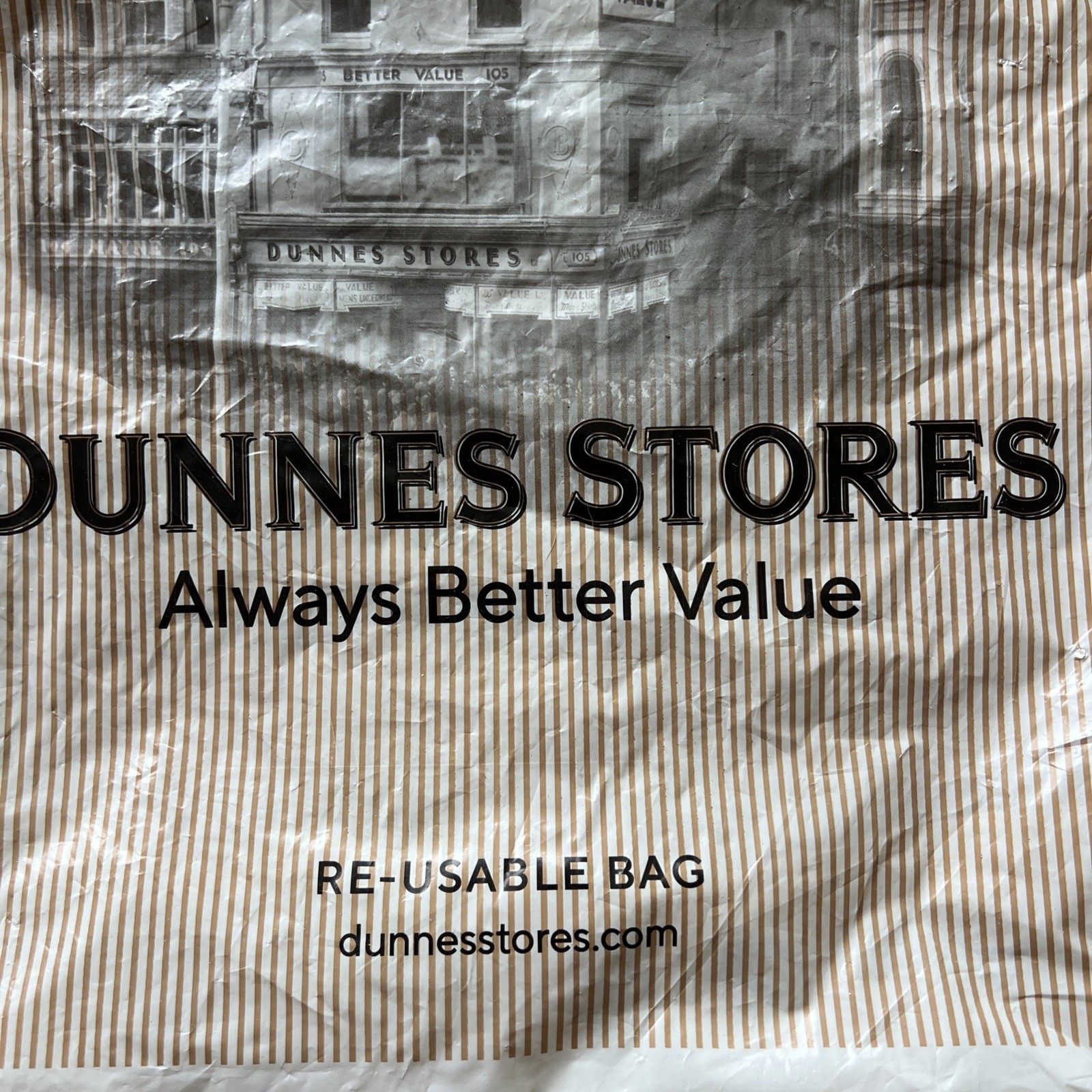 Dunnes Stores Dublin Ireland Re Usable plastic shopping tote bag 16×16.5″