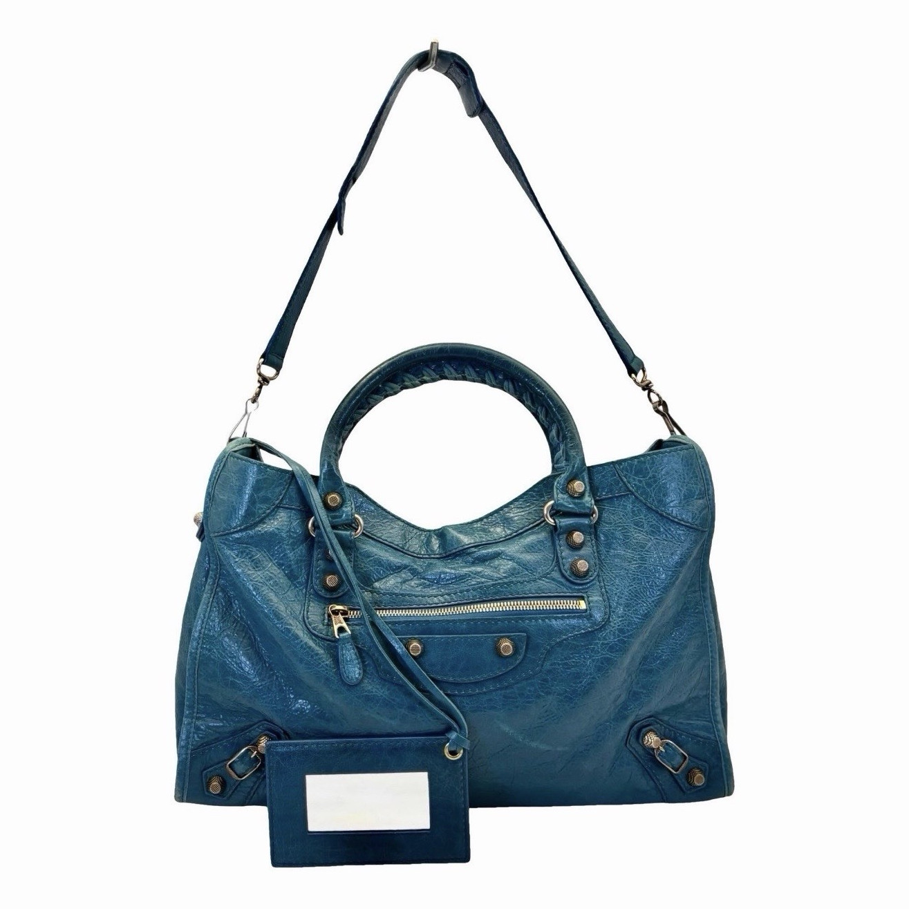 Balenciaga City Bag blue/teal with strap, mirror and dust bag