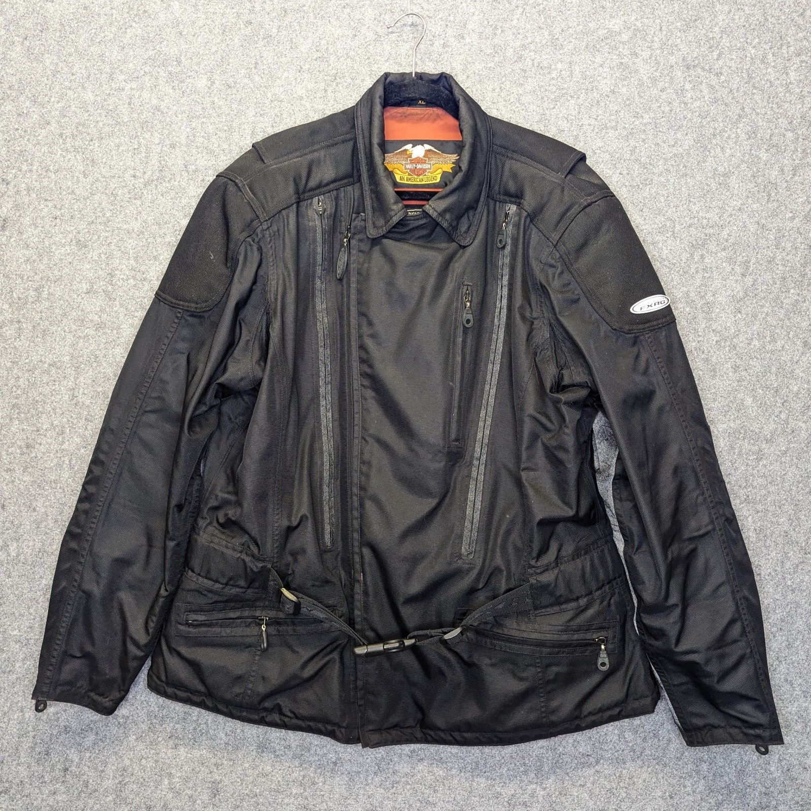 Harley-Davidson FXRG Men’s XL Black Nylon Armored Motorcycle Riding Jacket Coat