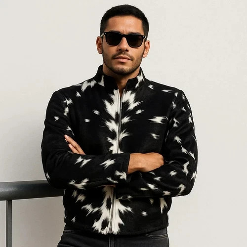Men’s Cowhide Hair on Leather Jacket | Genuine Pony Hair Stylish Western Jacket