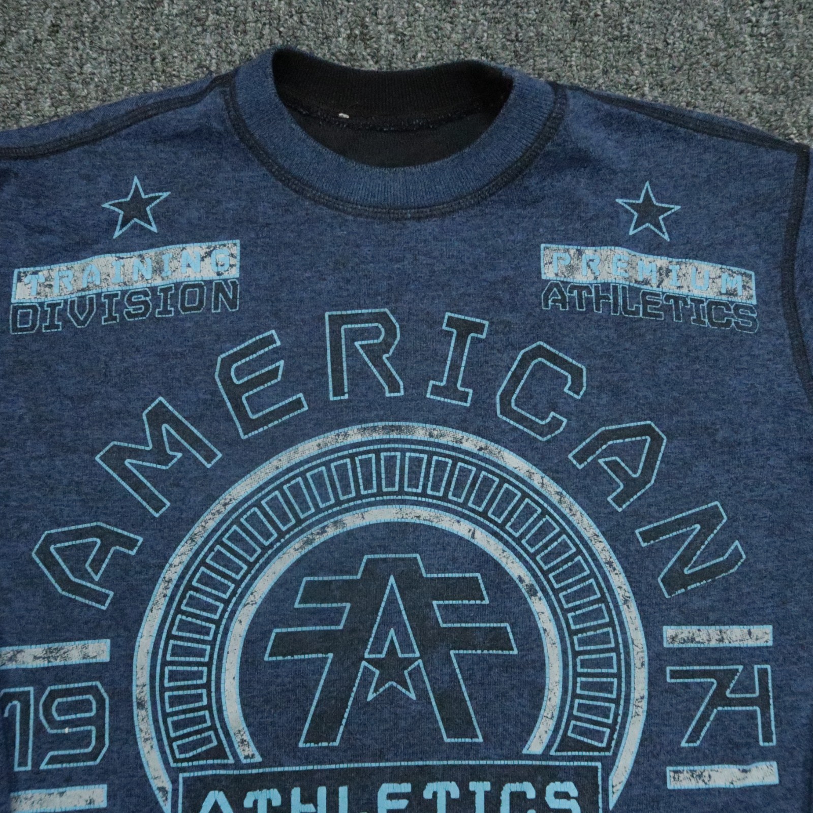 American Fighter Pullover Mens Medium Blue Reversible Crew Thermal VTG