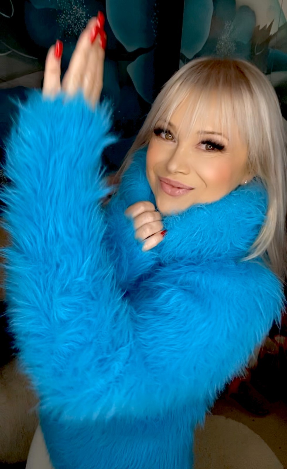 Fuzzy Fluffy Furry Aqua Blue SweaterKitten 200cm Turtleneck Sweater